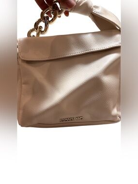 Madden NYC Cream Shoulder Bag with Gold Chain Handle